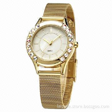 Women's metal/jewelry gift watch with IPG-plated band
